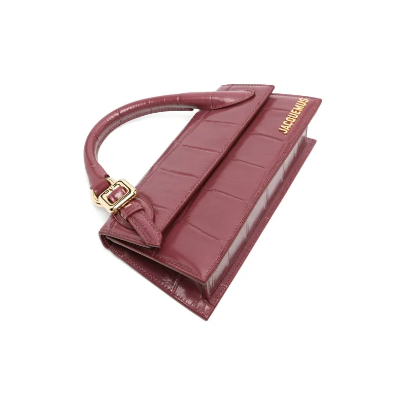 Jacquemus Calfskin Shoulder Bag Crossbody Bag Handbag Women's Burgundy Color-2