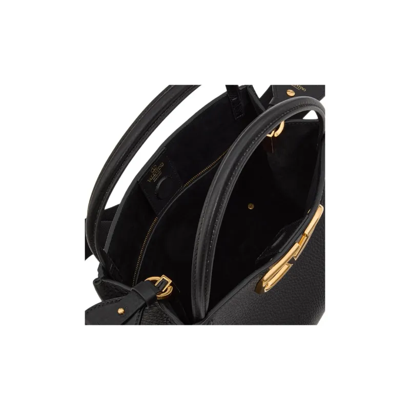 Valentino ALLTIME Grained Calfskin Shoulder Bag Crossbody Bag Handbag Medium Size Women's Black-5