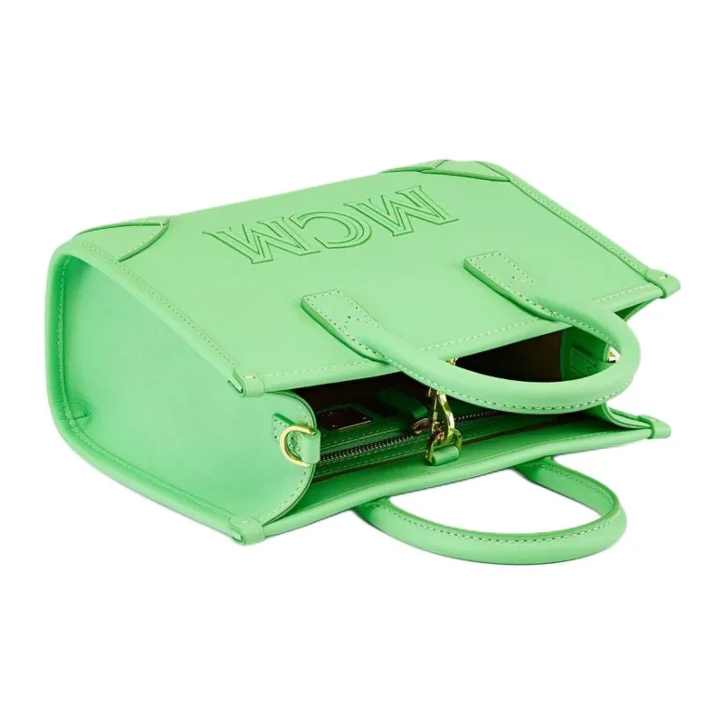 MCM München Calfskin One Shoulder Handbags Mini Women's Green-3