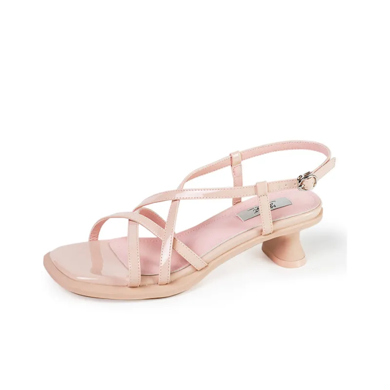 Wonderful Couple Strap Sandals 5cm Women's Nude Pink-2