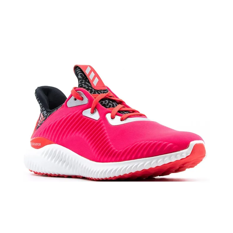 Adidas AlphaBounce J Cushioned Wear Resistant Slip Resistant Low Top Running Shoes Women's Red Black-2