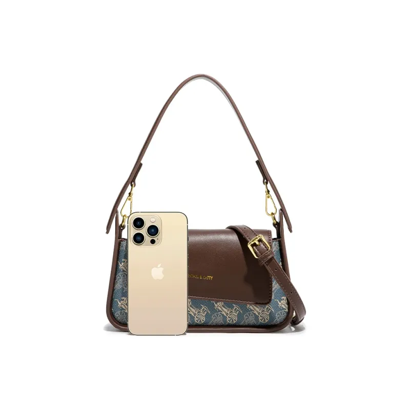 CentarlKatty Polyurethane Shoulder Bag Regular Women's Carriage Blue & Coffee-1