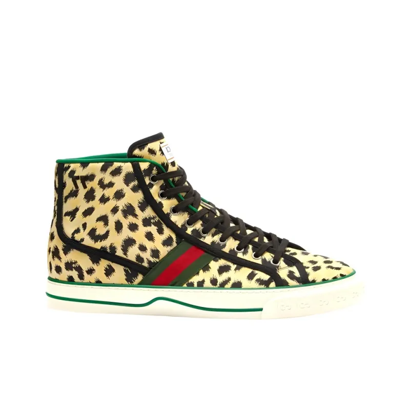 GUCCI Tennis 1977 Slip Resistant Shock Absorbers High Top Skateboard Shoes Men's Yellow Black-1