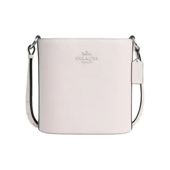 COACH Refined Pebbled Leather Bucket Bags Crossbody Bag, Shoulder Bag Small Size Women's Silver & Chalk