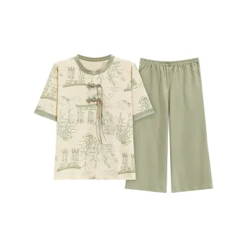 The Story Of The Flower Season Pajama Set Women's 2-Piece Set Apricot Green