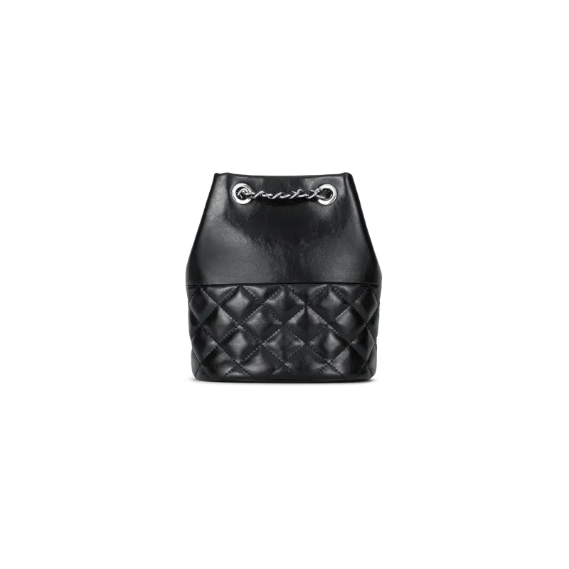 FERIA Split Cow Leather Diamond Pattern Small Perfume Bottle Shoulder Bag Women's Black/Silver/Beige Apricot/Khaki-2