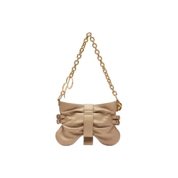 Blumarine Cow Leather Handbags Shoulder Bags Large Size Women's Beige