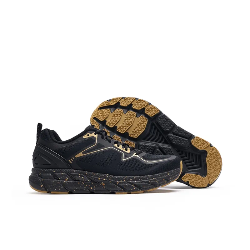 HOT POTATO Cushioned Wear Resistant Lightweight Breathable Low Top PO EVA Casual Running Shoes Unisex Black Gold-4