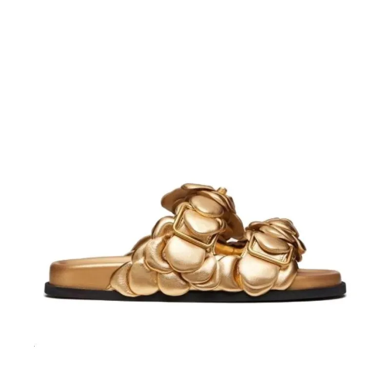 Valentino Atelier Slide Slippers Women's Gold-1