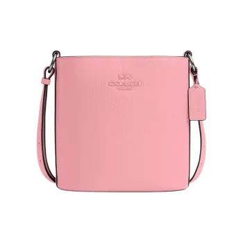 COACH Delicate Pebbled Leather Bucket Bags Crossbody Bag Shoulder Bag Small Size Women's Silver & Blossom Pink