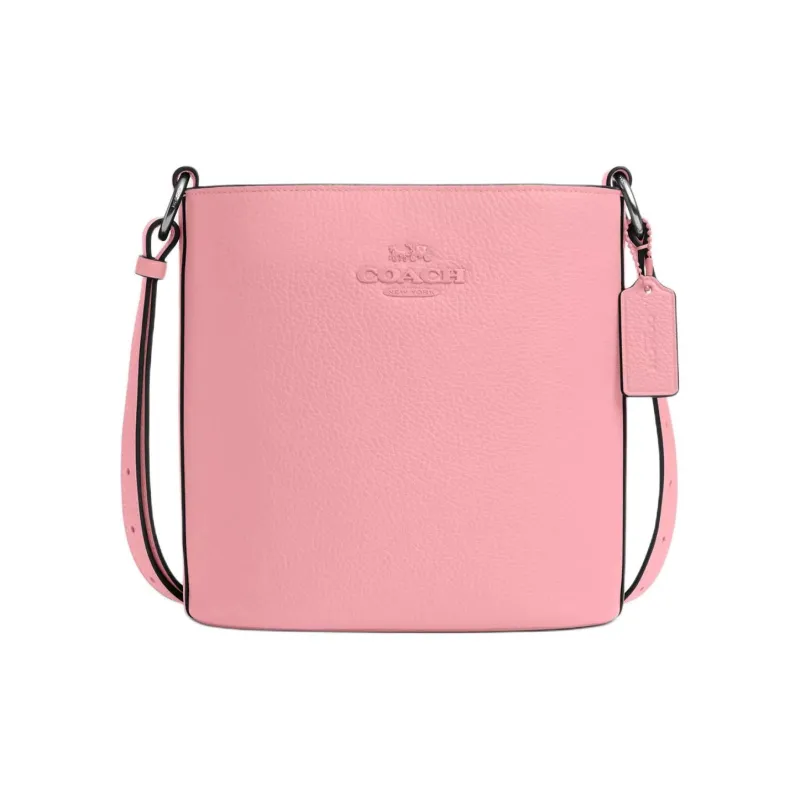 COACH Delicate Pebbled Leather Bucket Bags Crossbody Bag Shoulder Bag Small Size Women's Silver & Blossom Pink-0