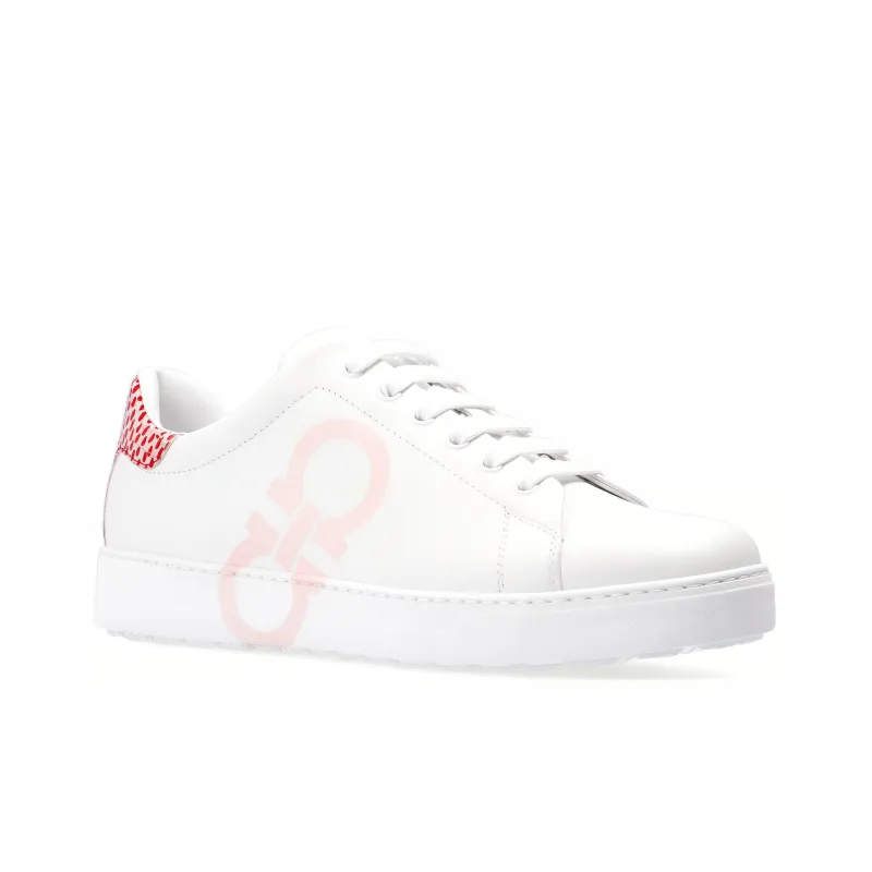 FERRAGAMO GANCINI Low Top Stylish Skateboarding Shoes Women's White-1