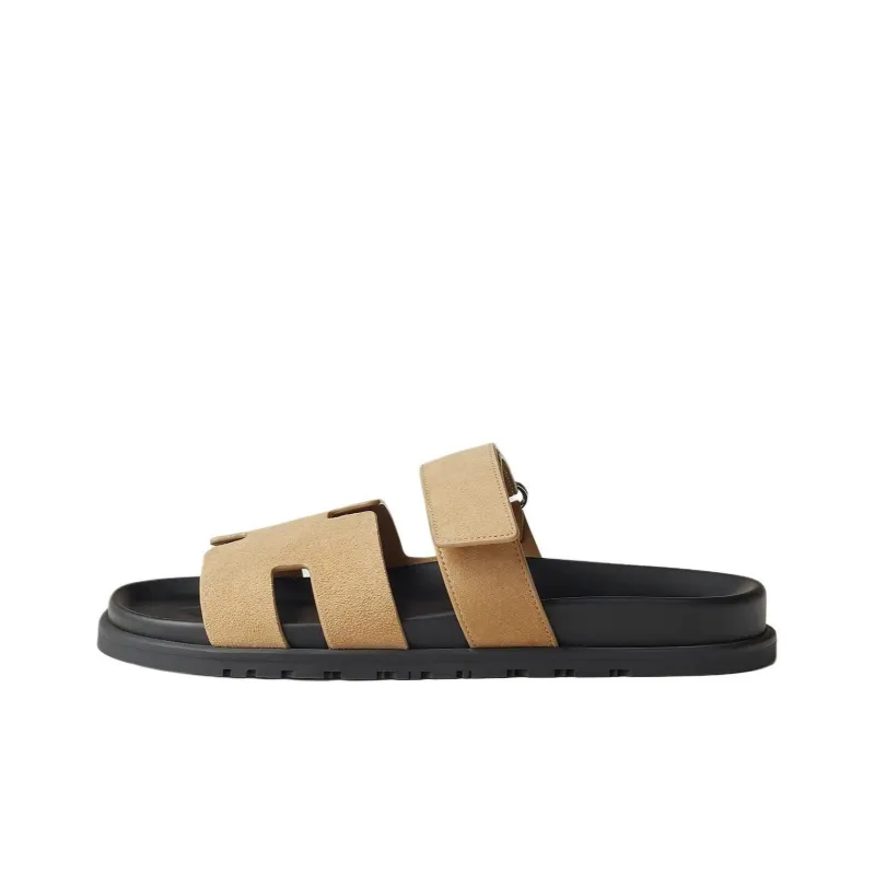 HERMES Chypre Slide Slippers Men's Brown-0