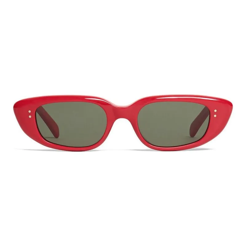 CELINE Acetate Irregular Shape Sunglasses Women's Red-1