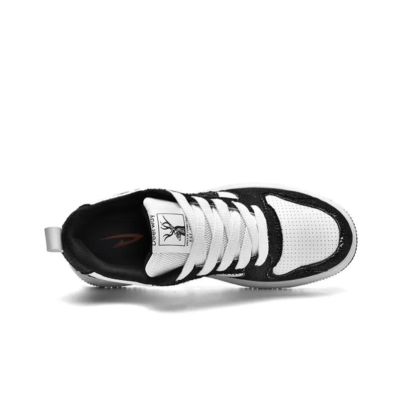 DEERWAY Cushioning Height Increasing Wear-Resistant Lightweight Slip-Resistant Low-Top Black And White Trendy Men's-17