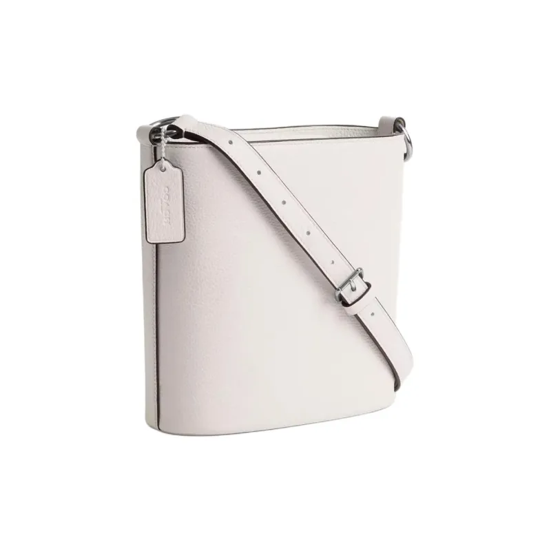 COACH Refined Pebbled Leather Bucket Bags Crossbody Bag, Shoulder Bag Small Size Women's Silver & Chalk-1