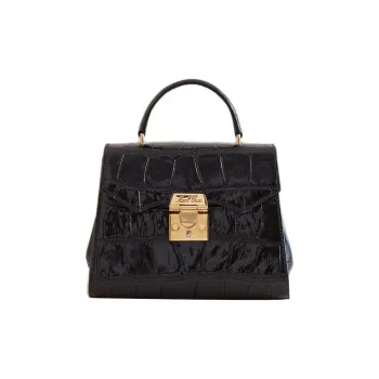 MARK CROSS Crocodile Embossed Calfskin Shoulder Bag Crossbody Bag Handbag Women's Black