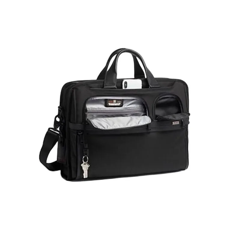 TUMI Alpha 3 Leather Laptop Bag Unisex Black-1