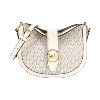 MICHAEL KORS Gabby Canvas Saddle Bag Shoulder Bag Crossbody Bag Small Size Women's Cream White