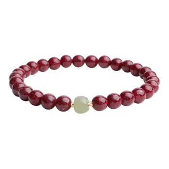 With The Heart Of The Jade Reconstructed Cinnabar Jade Bracelets Unisex