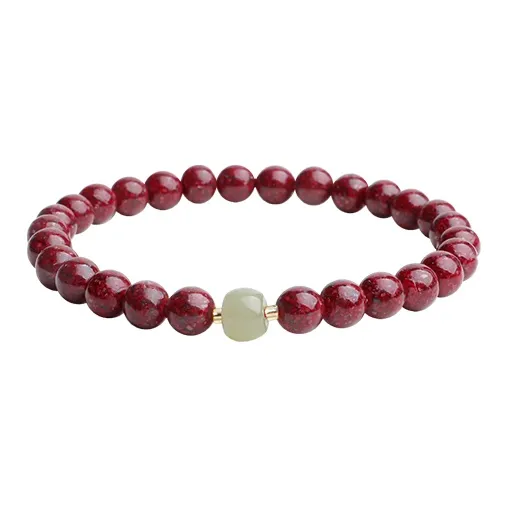 With The Heart Of The Jade Reconstructed Cinnabar Jade Bracelets Unisex-0