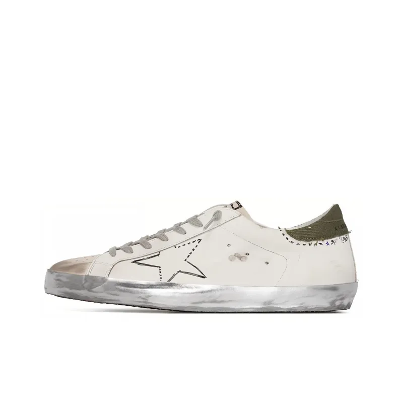 Golden Goose Super Star Stylish Skateboarding Shoes Men's White Distressed Style-0
