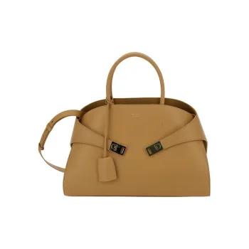 FERRAGAMO GANCINI Calfskin Shoulder Bag, Crossbody Bag, Handbag Medium Size Women's Brown