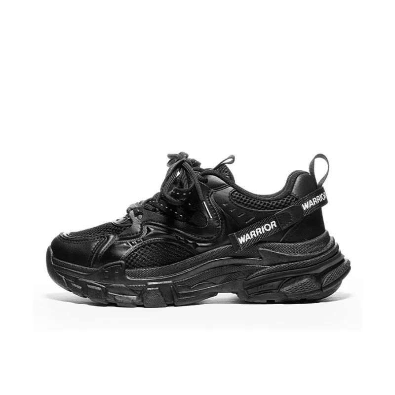 Warrior Low Top Chunky Sneakers Women's Urban Chic Black-0