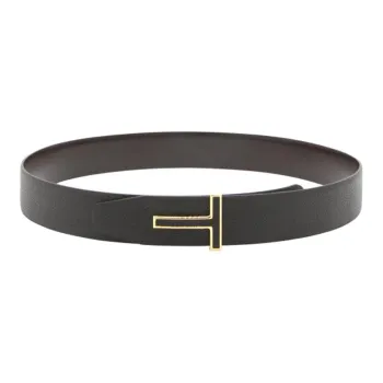 TOM FORD Solid Color Design, Smooth Buckle Leather Belts Men's Brown