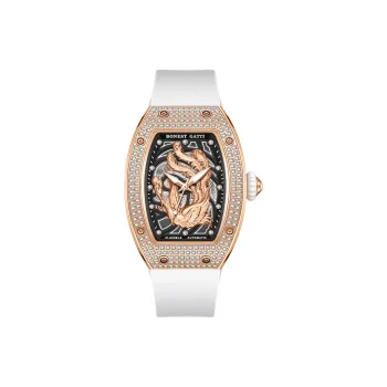 BONEST GATTI Automatic Mechanical Movement Rubber Strap Women's Watch Black Dial