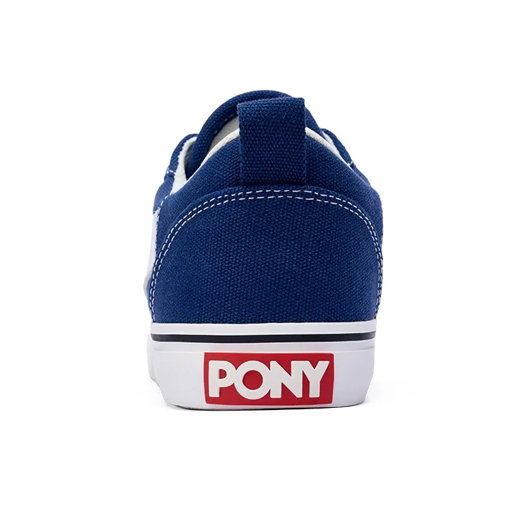 PONY SKATE Slip Resistant Cushioning Low Top Skateboard Shoes Unisex Blue White-3