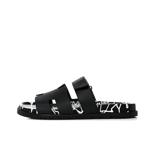 HERMES Chypre Slide Slippers Men Black