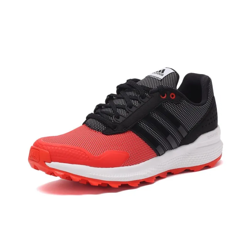 Adidas Cushioning Wear Resistant Low Top Running Shoes Men's Black White Red-3