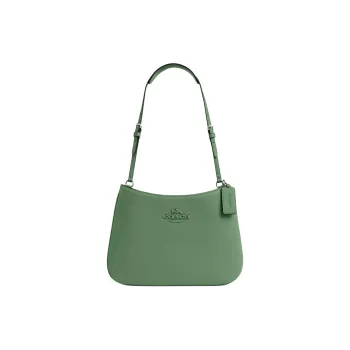 COACH Penelope Leather Handbag, Shoulder Bag Medium Size Women's Silver & Light Green