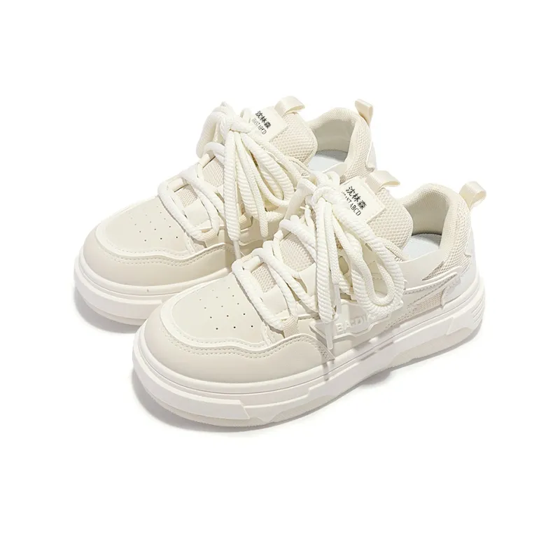Shen Linsen Abrasion Resistant Slip Resistant Lightweight Low Top Skateboard Shoes Women's Beige-3