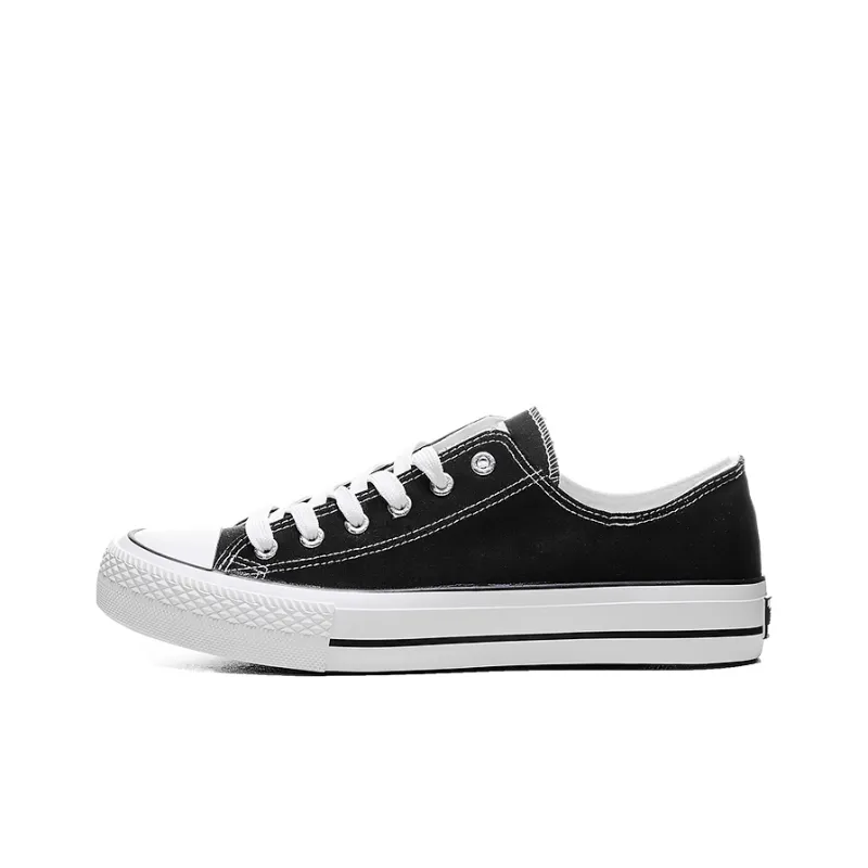 WARRIOR Canvas Shoes Unisex Low Top Black/White-0