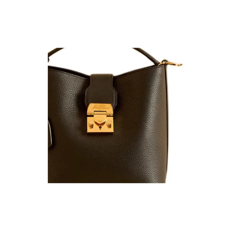 MARK CROSS Grained Calfskin Bucket Bag Handbag Shoulder Bag Crossbody Bag Small Size Women's Black-2