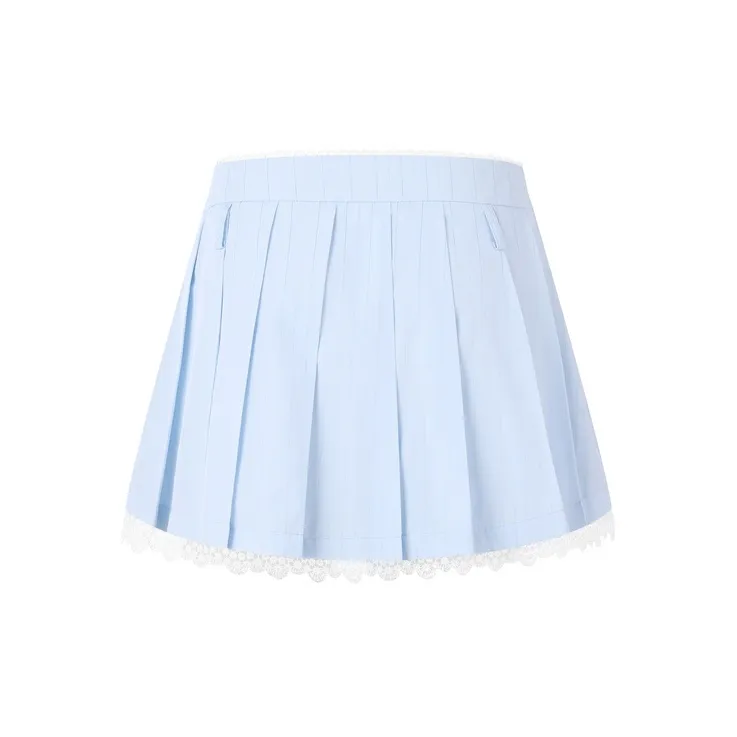 Three Quarters Casual Short Skirts Women's Blue White Stripes-1