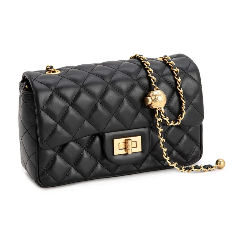 VENOF Chanel Inspired Crossbody Bag, Shoulder Bag, Trumpets Women's Black/White/Blue-0