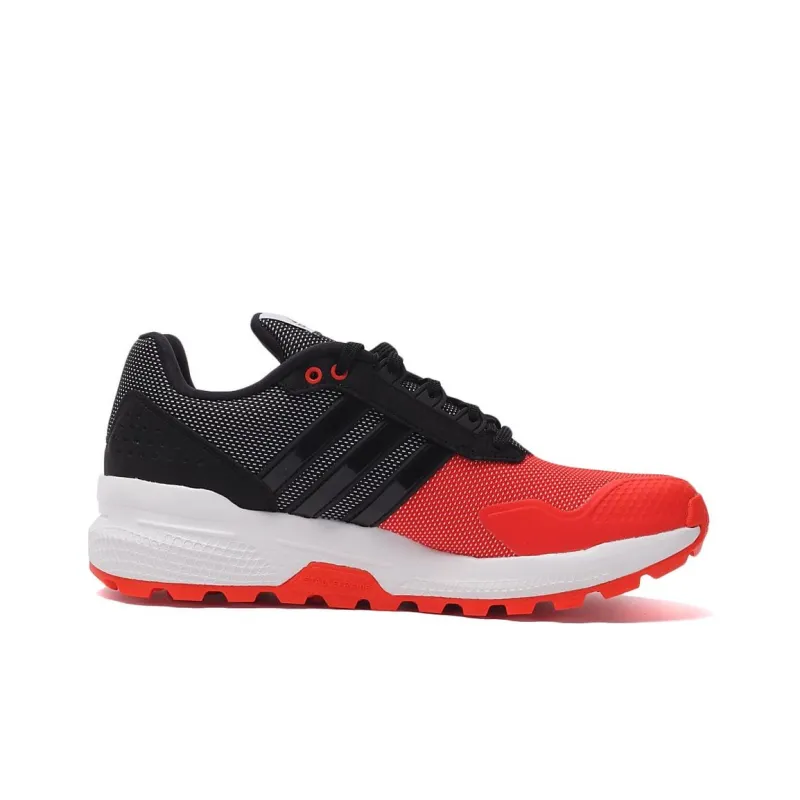 Adidas Cushioning Wear Resistant Low Top Running Shoes Men's Black White Red-1