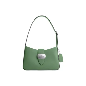 COACH Eliza Refined Calfskin Handbag, Shoulder Bag Medium Size Women's Silver & Light Green
