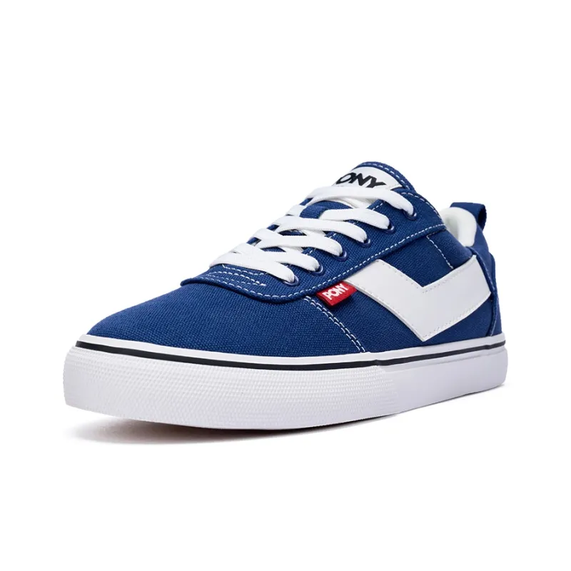 PONY SKATE Slip Resistant Cushioning Low Top Skateboard Shoes Unisex Blue White-1