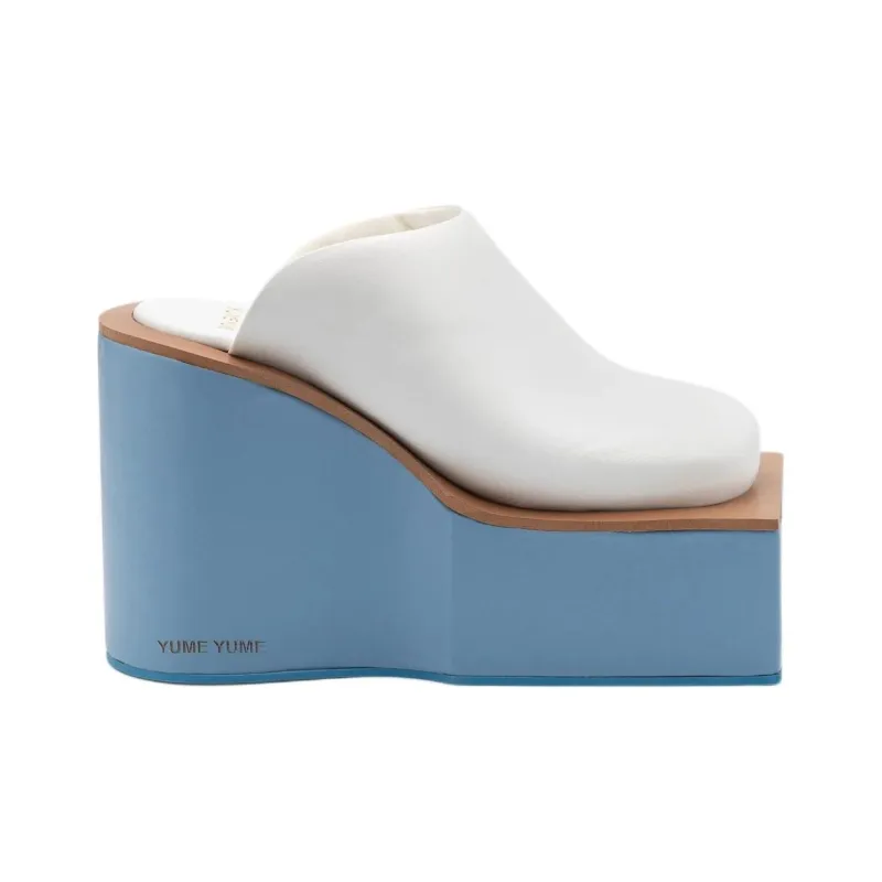 YUME YUME Abrasion-Resistant Wrap-toe Slippers Women's White Blue-1