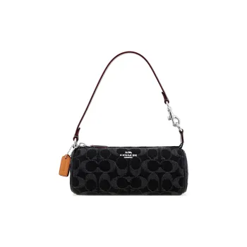 COACH Nolita Iconic Denim Smooth Leather One Shoulder Handbags Small Size Women's Black