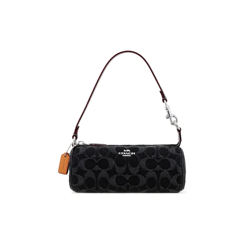 COACH Nolita Iconic Denim Smooth Leather One Shoulder Handbags Small Size Women's Black-0