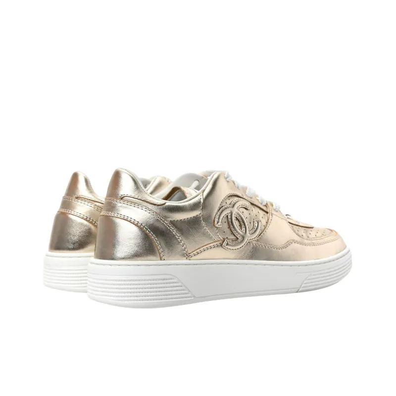 CHANEL Low Top Skateboard Shoes Women's Gold-3