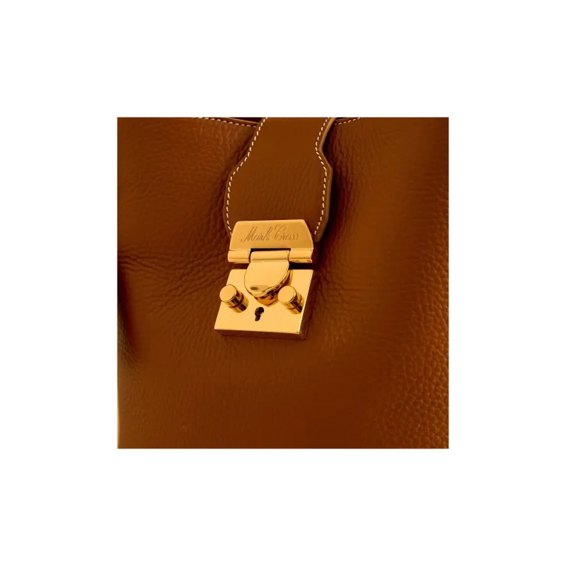 MARK CROSS Grained Calfskin Handbag Shoulder Bag Crossbody Bag Small Size Women's Brown-3