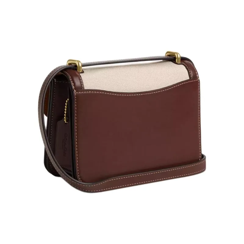 COACH Morgan Canvas With Refined Calfskin Shoulder Bag, Crossbody Bag Trumpets Women's Gold & Natural Multicolor-1