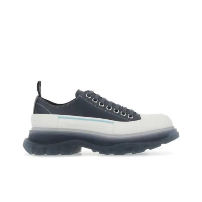 Alexander McQueen Tread Slick Low Lace Up Navy White Women's-1