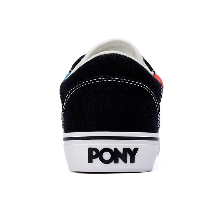 PONY SKATE Anti Slip Wear Resistant Low Top Skateboard Shoes Unisex Black Blue White-3